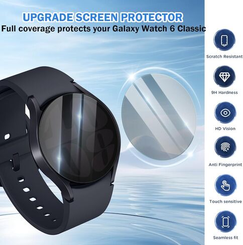 4 Pack Compatible for Samsung Galaxy Watch 6 Classic Screen Protector 43mm, Clear Ultra-thin 9H Tempered Glass Film with High Sensitive & HD Full Coverage for Galaxy Watch 6 Classic 43mm Film in Saudi Arabia