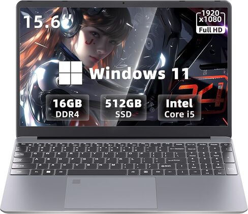 15.6" Laptop in tel Core i5 8279U CPU(4C/8T, Up to 4.10 GHz),16GB DDR4 512GB NVMe SSD Gaming Business Laptop Intel Iris Plus 655 Graphics Windows 11 PC/BT4.2/Backlit KB/Fingerprint (16G+512GB) in Saudi Arabia