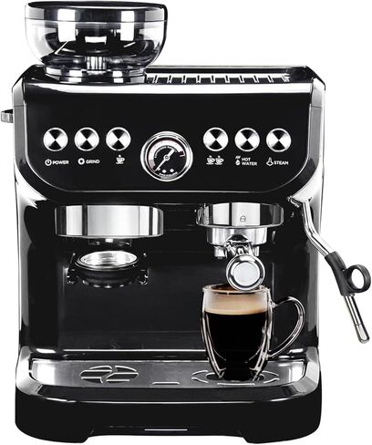 Mirox Espresso Machine 15 Bar ، صانع القهوة مع عصا البخار الحليب ، مطحنة فول مدمجة ، آلة كابتشينو التحرير والسرد مع خزان مياه قابل للإزالة 70 أوقية (قشرة بلاستيكية عالية القوة) in Kuwait