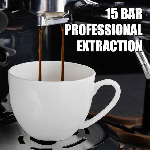 Mirox Espresso Machine 15 Bar ، صانع القهوة مع عصا البخار الحليب ، مطحنة فول مدمجة ، آلة كابتشينو التحرير والسرد مع خزان مياه قابل للإزالة 70 أوقية (قشرة بلاستيكية عالية القوة) in Kuwait