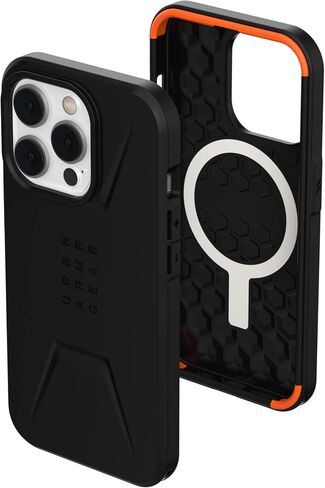 URBAN ARMOR GEAR UAG Designed for iPhone 14 Pro Case Black 6.1" Civilian Built-in Magnet Compatible with MagSafe Charging Sleek Ultra Thin Slim Dropproof Shockproof Protective Cover in Saudi Arabia
