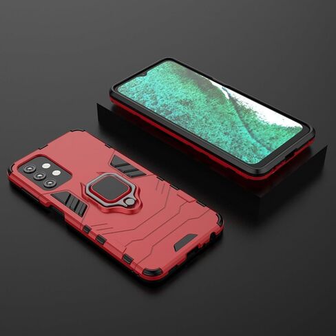 علبة مغناطيس لـ Samsung Galaxy M33 5G مقاوم للصدمات مع قبضة ، قذيفة الصدمات الدائرية المعدنية [متوافقة مع تركيب السيارة المغناطيسية] (أحمر) (أحمر) in Kuwait