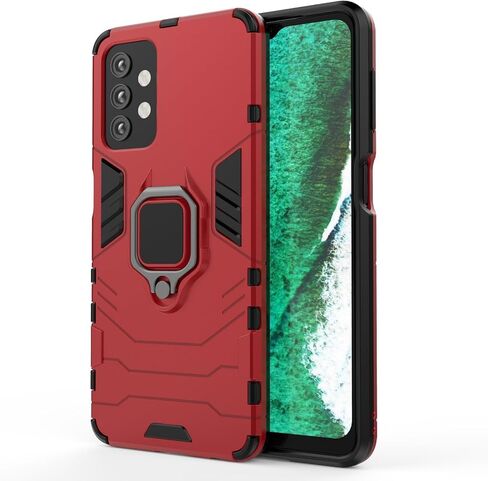 علبة مغناطيس لـ Samsung Galaxy M33 5G مقاوم للصدمات مع قبضة ، قذيفة الصدمات الدائرية المعدنية [متوافقة مع تركيب السيارة المغناطيسية] (أحمر) (أحمر) in Kuwait