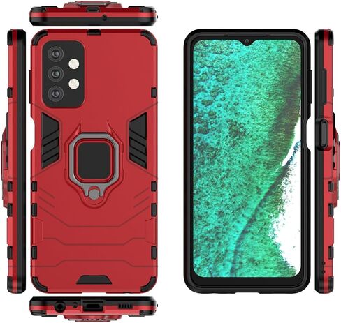 علبة مغناطيس لـ Samsung Galaxy M33 5G مقاوم للصدمات مع قبضة ، قذيفة الصدمات الدائرية المعدنية [متوافقة مع تركيب السيارة المغناطيسية] (أحمر) (أحمر) in Kuwait
