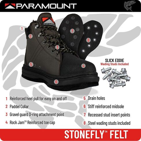 Paramount Outdoors Womens and Youth Stonefly Cleated and Felt Sole Wading Shoe Fly Fishing Boot in Saudi Arabia