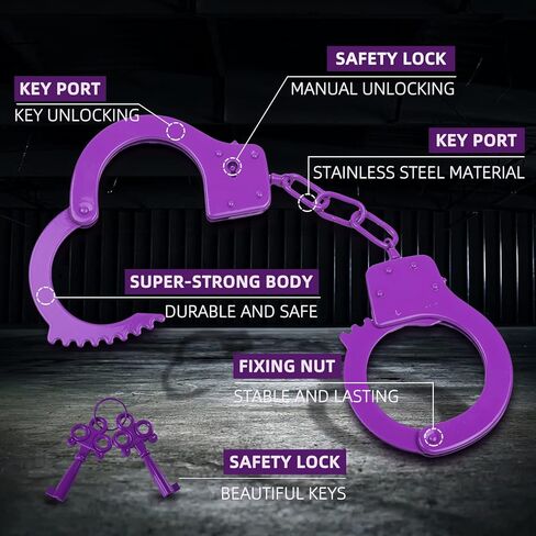الأصفاد الأدوية ذات الأصفاد المزدوجة Lock Lock Steel Edition Professional Grantcants ، Cops Hand Caffs with Keys (Pink) in Saudi Arabia
