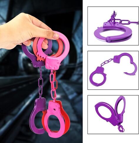 الأصفاد الأدوية ذات الأصفاد المزدوجة Lock Lock Steel Edition Professional Grantcants ، Cops Hand Caffs with Keys (Pink) in Saudi Arabia