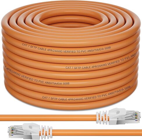 Cat 7 Outdoor Ethernet Cable 500.1ft (SFTP Triple Shielded Internet Cable | DIY Bulk Cable | x 20 RJ45) High-Speed 10Gbps 600MHz Network Cable, Direct Burial, Waterproof/UV Resistant, for Router in Saudi Arabia