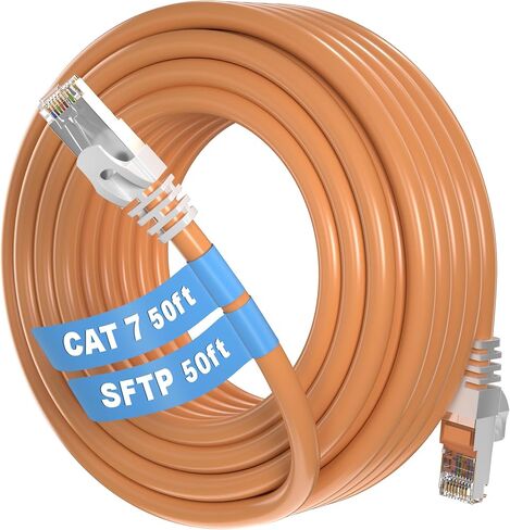 Cat 7 Outdoor Ethernet Cable 500.1ft (SFTP Triple Shielded Internet Cable | DIY Bulk Cable | x 20 RJ45) High-Speed 10Gbps 600MHz Network Cable, Direct Burial, Waterproof/UV Resistant, for Router in Saudi Arabia