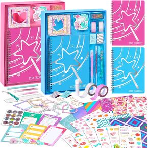Vigorfun 2 Pack DIY Journal Kit for Girls Ages من 8 إلى 12 ، هدايا للفتيات في سن المراهقة - مشاركة سجلات القصاصات والمذكرات التي تم تعيينها مع الأصدقاء ، فنون اليومية ، مجموعة الحرف اليدوية (Pink+Purple)
