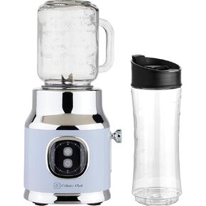 Retro Smoothie Maker Personal Blender with Mason Jar, Perfect for Shakes and Smoothies, Countertop, Dishwasher Safe, BPA-Free, High Power 300W, BLUE