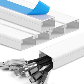 Cord Hider, 85.2in TV Cable Hider, Cord Covers for Wires on Wall, Wire Covers for Cords on Wall, Self-Adhesive Wire Hider for TV on Wall Cable Management, 6 x L14.2 x W0.94x H0.55in - White