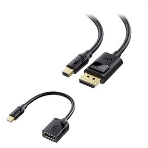 Cable Matters Mini DisplayPort to DisplayPort Adapter (Mini DP to DP) in Black Thunderbolt and Thunderbolt 2 Port Compatible & Mini DisplayPort to DisplayPort Cable