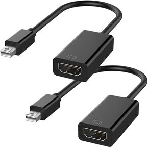 Mini DisplayPort to HDMI Adapter – 13cm Thunderbolt to Female HDMI, Perfect for iMac, MacBook, Mac Mini, Microsoft Surface DisplayPort to HDMI Cable Connections 2-Pack