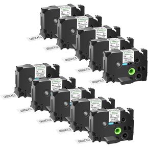 GREENCYCLE 10 Pack Compatible for Ptouch TZe-241 TZe241 TZ241 TZ-241 Tape 18mm 0.7'' Laminated White Label Tape for PT-D400 PT-D400AD PT-D450 PT-D600 PT-P700 PT-P710BT Label Maker