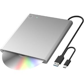 External DVD Drive for Mac & PC - Slot-in USB-C SuperDrive CD/DVD Burner for MacBook Pro/Air, Windows 11/10/8/7, Linux - Plug & Play Optical Drive