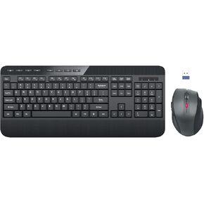 Wireless Keyboard and Mouse Combo with Wrist Rest, Foldable Legs, EDJO 2.4GHz Full-Sized Computer Keyboard, USB Mouse with 6 Buttons, Long Battery Life, Lag-Free for Laptop, PC, Windows, Mac（Black）