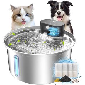 Dog Water Fountain for Large Dogs, 2025 Upgraded Fully Stainless Steel Automatic Dog Water Bowl Dispenser - 3 Work Modes, 6000mAh Battery Operated Dog Water Fountain Cordless - 7L/1.8Gal/236oz