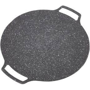 Pyhodi Korean Grill Pan with Nonstick Coating, Round BBQ Griddle Compatible for Induction Gas Stove Electric Cooktop Indoor or Outdoor Grilling, Barbecue Plate Circular Frying Pan Home