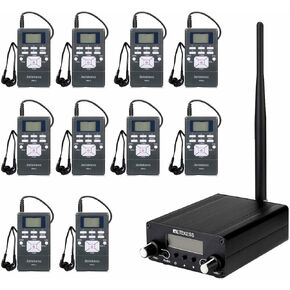 Retekess TR508 FM Transmitter, Long Range Radio Stereo Station With 3.5mm Mic Audio Jack, 10 PR13 Portable Receiver, Mini DSP With 24 Hour Clock for Drive-in Church