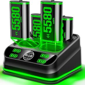 Froncha Charger with 4 x 5580mWh Rechargeable Battery Packs for Xbox One/Xbox Series X|S, Rechargeable Batteries for Xbox Controllers with Charging Station