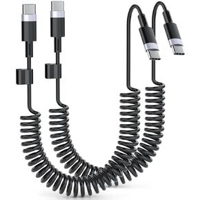 CarPlay Cable for iPhone 16, Coiled USB A to USB C Cable, 3 FT (2-Pack), Car Cable for iPhone 15/16 Pro Max, Samsung Galaxy, Google Pixel, Supports Apple CarPlay & Android Auto