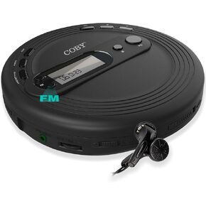 COBY Portable CD Player with Earbuds, FM Radio & MP3 | Skip Protection, Lightweight & Shockproof Music Compact Disc Player | Portable Discman Perfect for Home Car and Travel (Renewed)