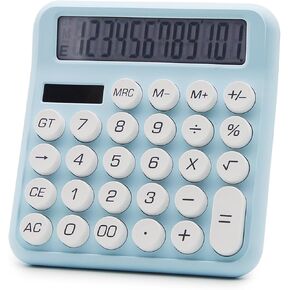 OFFIDIX Calculator 12 Digit Large LCD Display,Basic Desktop Big Button Dual Power Solar Calculator for Office,School,Home,White