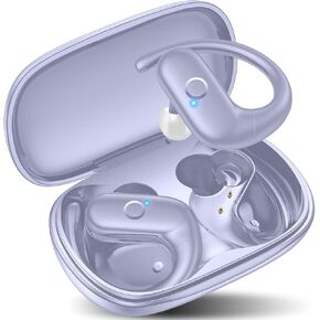 kurdene Wireless Earbuds Bluetooth Headphones Sport,Over Ear Buds with Deep Bass Sound,60Hrs Playtime Earphones Redesigned Comfort Fit with Earhooks for Running,Meeting,Workout-Purple