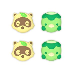 PlayVital Joystick Caps for Nintendo Switch, Thumbstick Caps for Switch Lite, Analog Cover for OLED Joycon Thumb Grips - Tanuki & Kappa