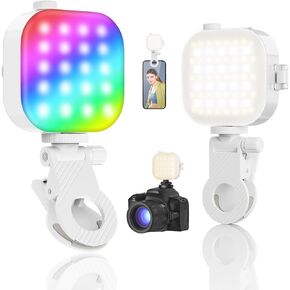 TELESIN RGB Magnetic Selfie Light for Phone/iPhone MagSafe/iPad/Laptop/Camera, 360° Full Color Portable Photography Lighting w Clip, 2000mAh Rechargeable Video Light CRI 95+/2500-9000K(All in One)