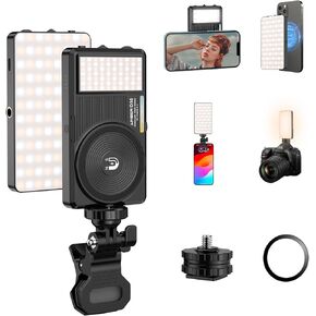 129 LED Phone Light, Linber Dual-Sided Selfie Light for iPhone/Laptop/Camera, Magnetic, CRI 95+, 2500-9000K, 3000Mah Rechargeable Social Media Light for TikTok/Makeup/Live (D30-Black)