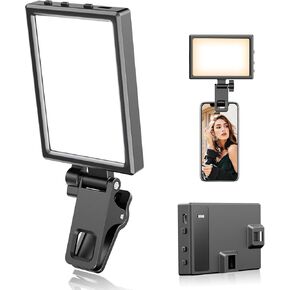 UBeesize Rechargeable LED Selfie Light with Clip - 3 Color Modes, 10 Brightness Levels, Portable Fill Light for Makeup, TikTok, Zoom, Photography, iPhone, Android, iPad, Laptop, Monitor