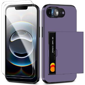 SamonPow لـ iPhone 16E Case Wallet مع حامل البطاقة + 2 واقي الشاشة + غطاء الكاميرا الكامل للجسم الكامل DUTCH DUTRACTION DUALLE SHARCHPRAINT FAIR