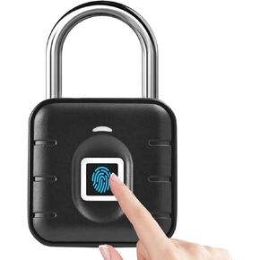 Fingerprint Padlock, Locker Lock, Keyless Biometric Padlock Fingerprint Lock Combination Gate Locks for Outdoor Storage Gym Lock USB Rechargeable - Silver in Kuwait