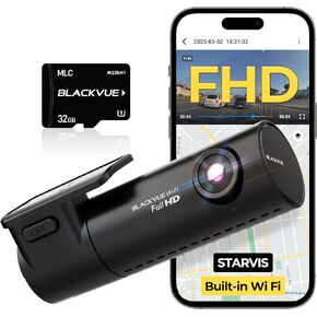 BlackVue DR590X-1CH Plus with 32GB microSD Card | Simple Full HD Wi-Fi Dashcam, 60 Frames Per Second, Parking Mode Support (Kit Included), BlackVue App Support for Video Transfer | Made in Korea