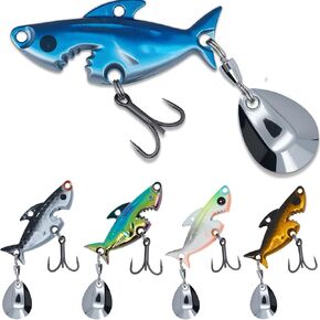 5pcs Shark-Shaped Fishing jigs with Spinner Blade, Ideal for Salmon, and Jigging, Perfect Spinner baits for bass,fishingversatile Fishing Lure Fishing Lure kit