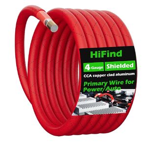 4 Gauge AWG Power Ground Wire Cable 10 Ft, True Spec Shielded Braided Welding Battery Cable Terminal for Automotive, Car Audio, Amp Wiring, Speaker Stereo, Solar, Marine, Generator-Red