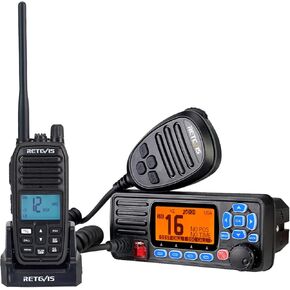Retevis RM21 Handheld Marine Radio (1 Pack) Bundle with RA27 Marine VHF Radios for Boats(1 Pack)