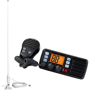 Retevis RM20 Advanced Fixed Mount Marine Radio with Antenna, Handheld Radio Marine with GPS,DSC,Waterproof IP67 Submersible,LCD Display,NOAA Weather,Support External Speaker