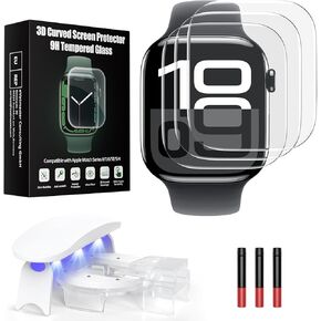 Screen Protector for Apple Watch Series 10 42mm,Tempered Glass Curved Full Coverage Watch Screen Protector, Bubble Free Screen Protector for iWatch 10 42mm (3 Pack)