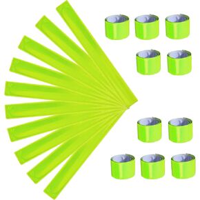 Reflector Snap Bands, Fluorescent Slap Armbands Reflector Strips High Visibility Slap Safety Bands for Children Elderly Adults Boys and Girls Walking Cycling Running Jogging