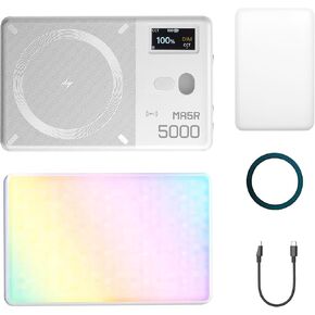 GODOX MA5R RGB LED Phone Light,Magnetic Charging Full-Color Mini On Camera Video Lights,Selfie Lighting for Photography/TikTok/Vlog/Video(White)