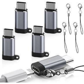 5 حزمة USB C إلى محول رسوم البرق لجهاز iPhone 16 15 ، Lightning to USB C محول مع نقل بيانات الشحن السريع لـ iPhone 16 15 Plus Pro Max ، Galaxy S24 S23 ، Pixel 8 7 6 ، iPad Pro ، MacBook