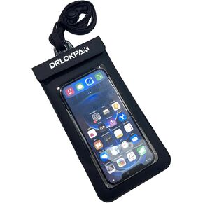 DRLOKPAK Floating Waterproof Phone Case Dry Phone Bag Pouch for iPhone 16 15 14 Pro Max Plus S24 23 22 Ultra Size Up to 7" (Black)