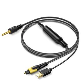 3.5mm to SPDIF Audio Converter, One Way Converter Audio Signal Only from 3.5mm Aux to Optical, 3.5mm Headphone Jack to Optical TOSLINK Cord with USB Power Cord for Computer, Projector, TV