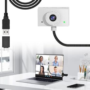 Eye Contact 1080P Webcam with Microphone & Stand for PC & Mac, Center Cam with 95° FOV, USB Camera for Desktop & Laptop, Plug&Play, Compatible with macOS & Windows