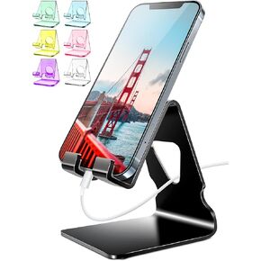 TOPGO Acrylic Cell Phone Stand, Clear Phone Holder for Office Desk, Vanity, Kitchen, Bedside Table, Compatible with iPhone/Smartphones/iPad/Switch/Kindle, Office Desk Accessories