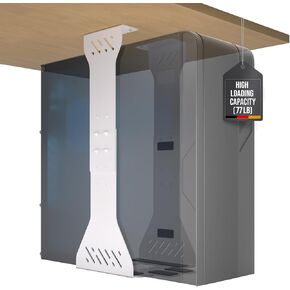 Heavy Duty Under Desk PC Holder – Up to 77 lbs Load Capacity - Adjustable Computer Tower Holder - Under Desk Computer Mount (White)
