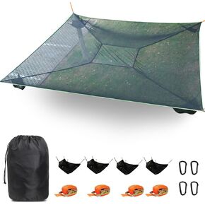 Generic Camping Hammock, 13ft Square Hammock Max 660 Lbs for 4-5 Adults Kids, Multi Person Tree Hammock with 4 Ratchet Tie Down Straps & Net Pocket, Portable Outdoor Travel(157in/400cm)